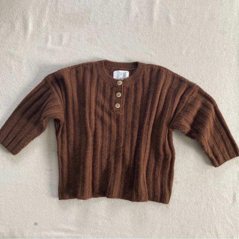 Zara Kids Brown Oversized Ribbed Sweater